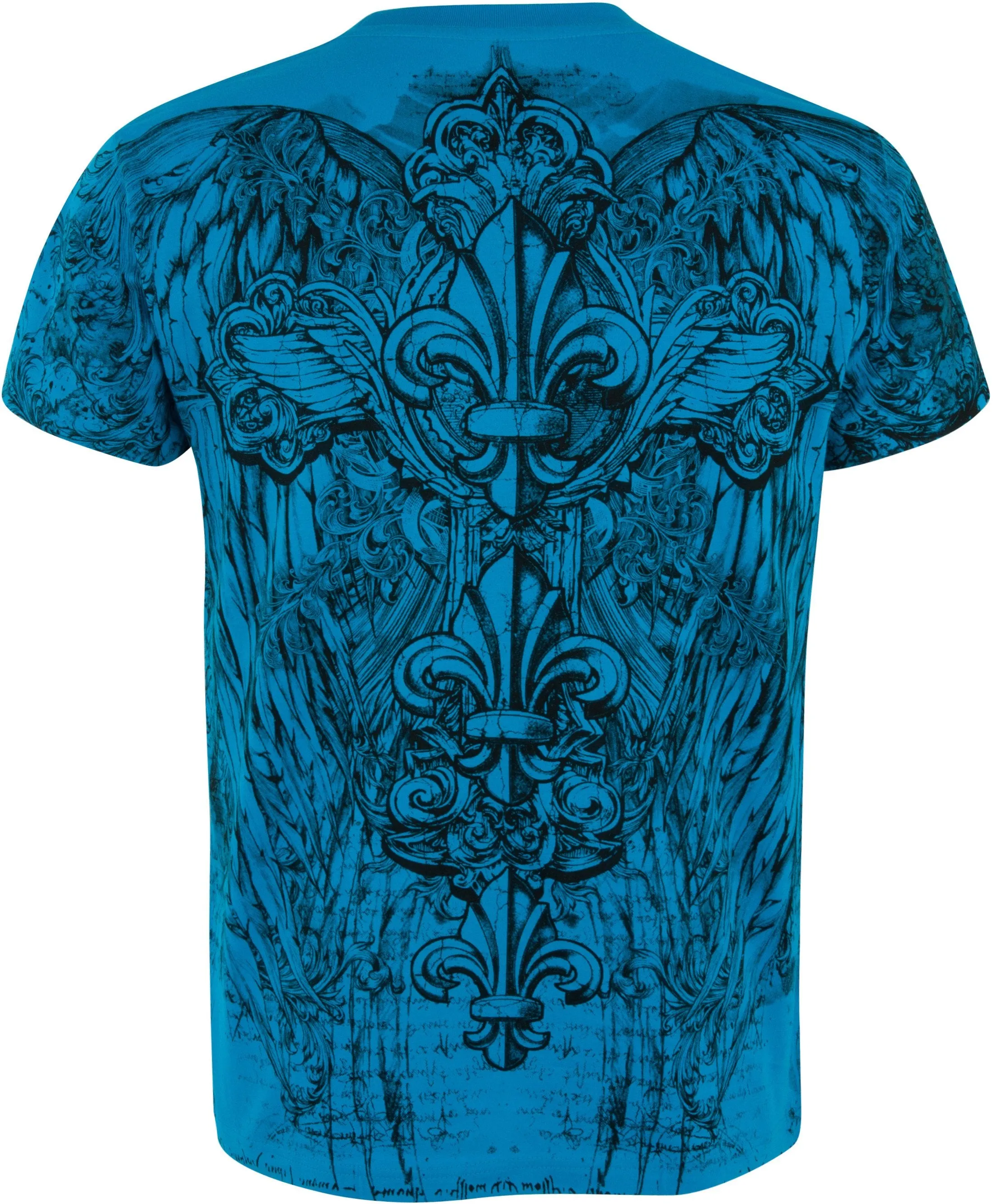 Sakkas Vines and Fleur De Lis Metallic Silver Embossed Cotton Mens T-Shirt