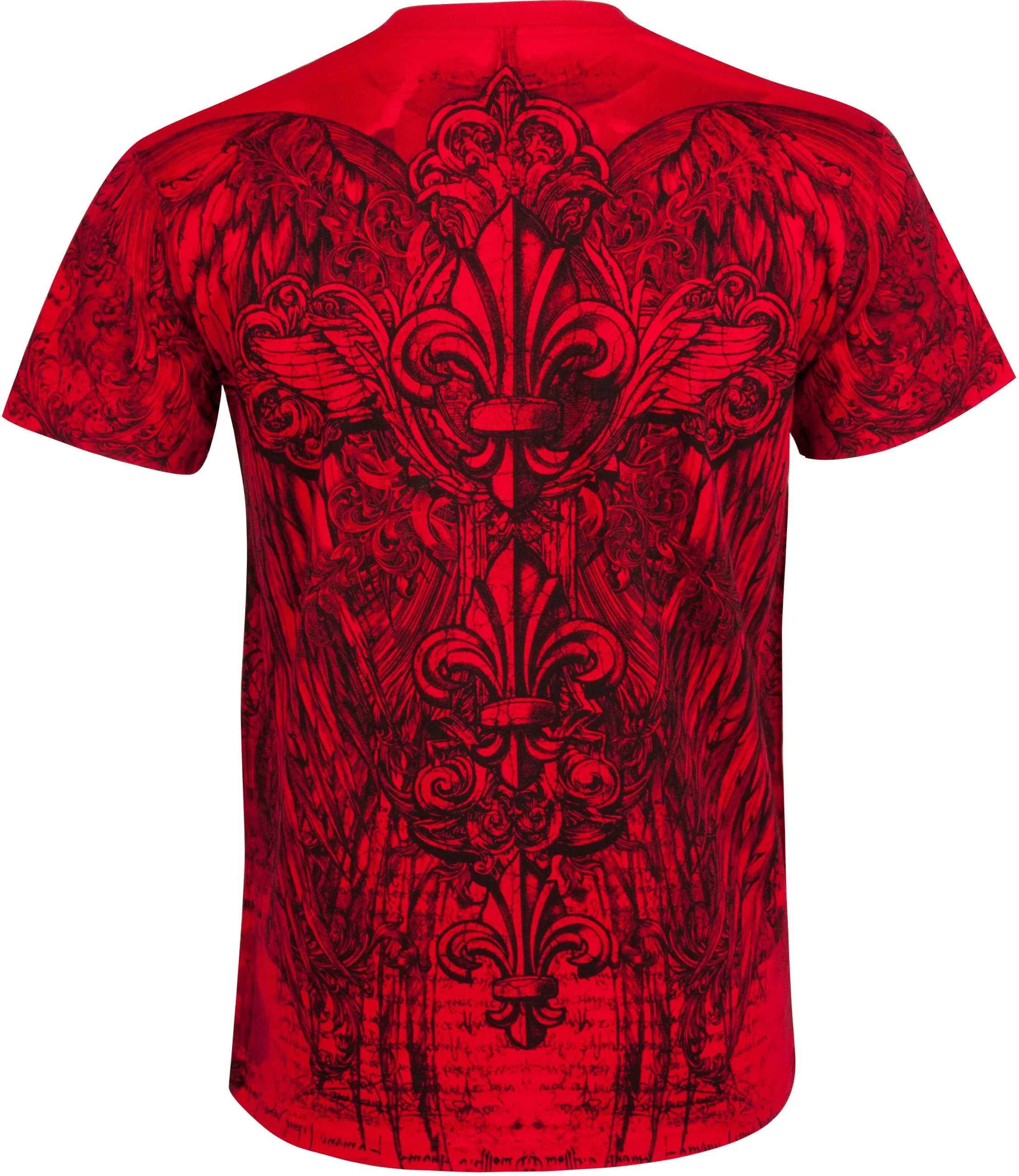 Sakkas Vines and Fleur De Lis Metallic Silver Embossed Cotton Mens T-Shirt