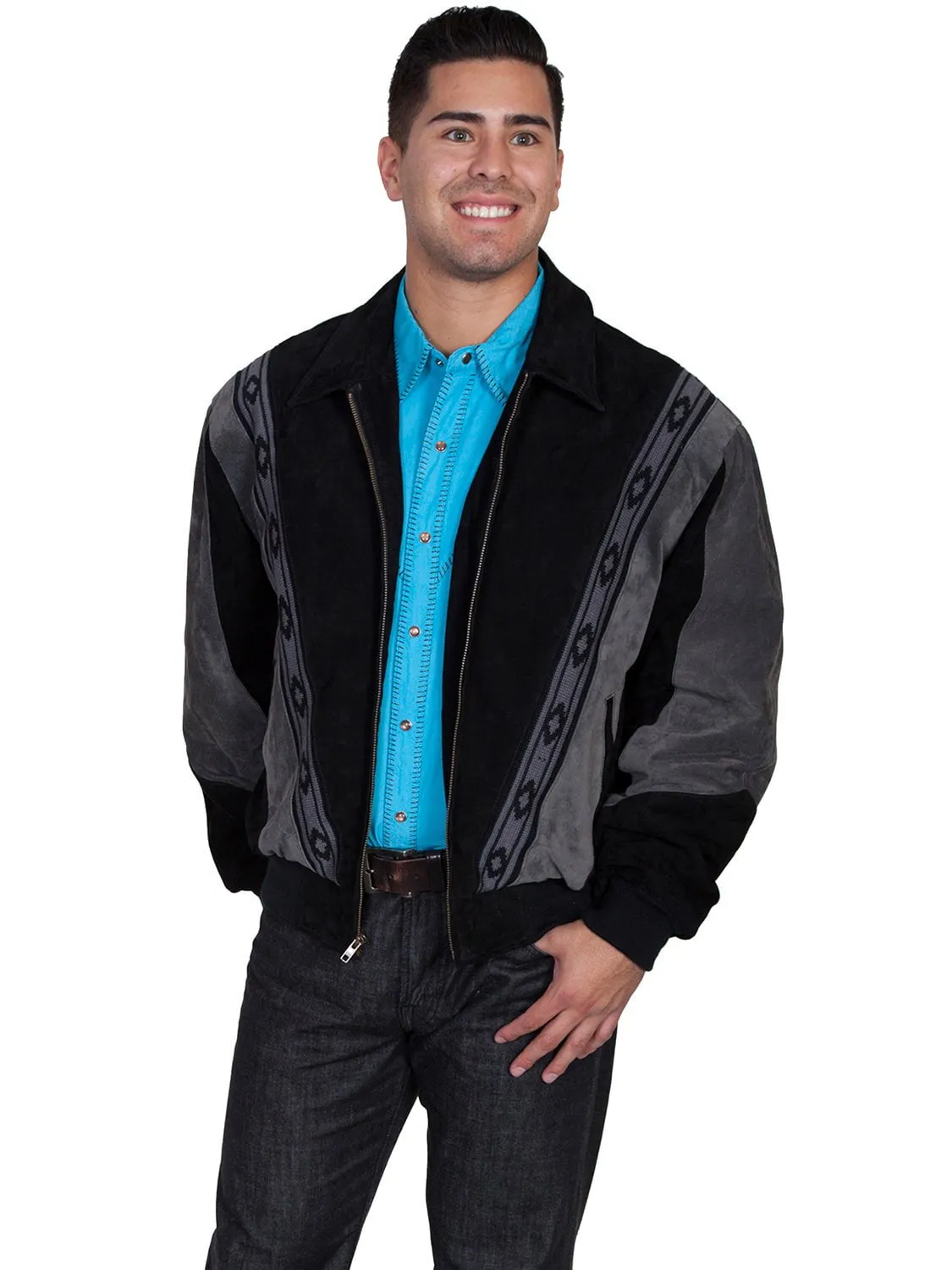 Scully Leather Mens Black W/Dk Grey Boar Suede Rodeo Jacket 3X