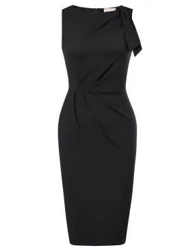 Seckill Offer⌛Sleeveless Ruched Bodycon Dress with Tie Shoulder Business Cocktail Party Wedding Guest Dress