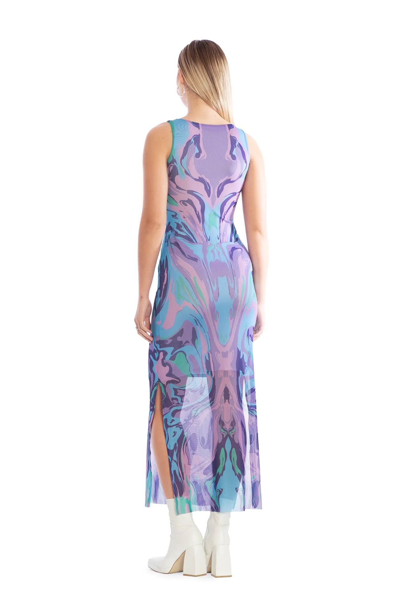 Secrets Of The Sea Sheer Column Maxi Dress