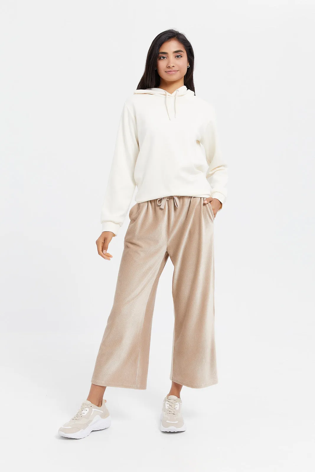 Senior Girls Beige Culotte Pants