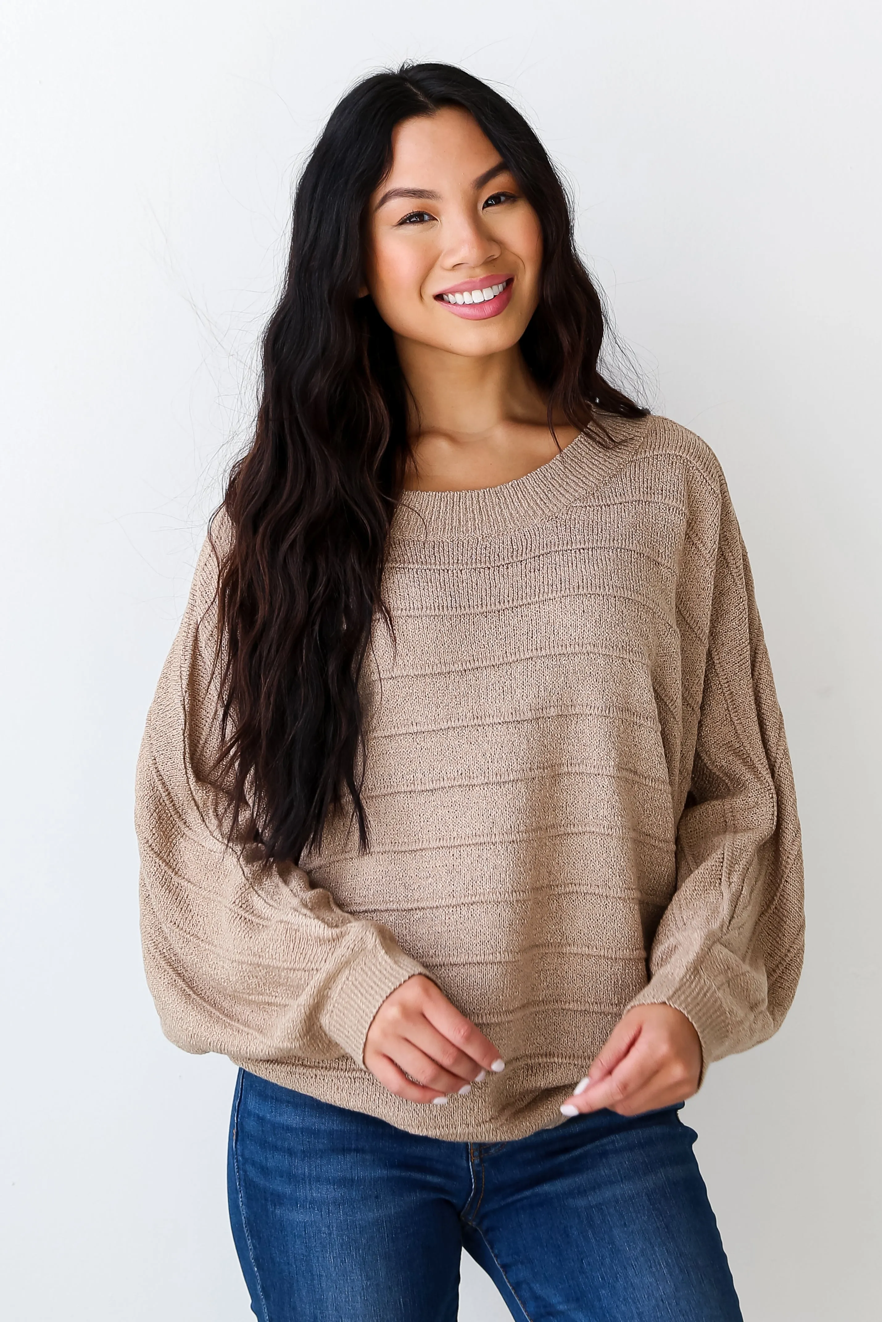 Seriously Cozy Taupe Lightweight Knit Oversized Sweater