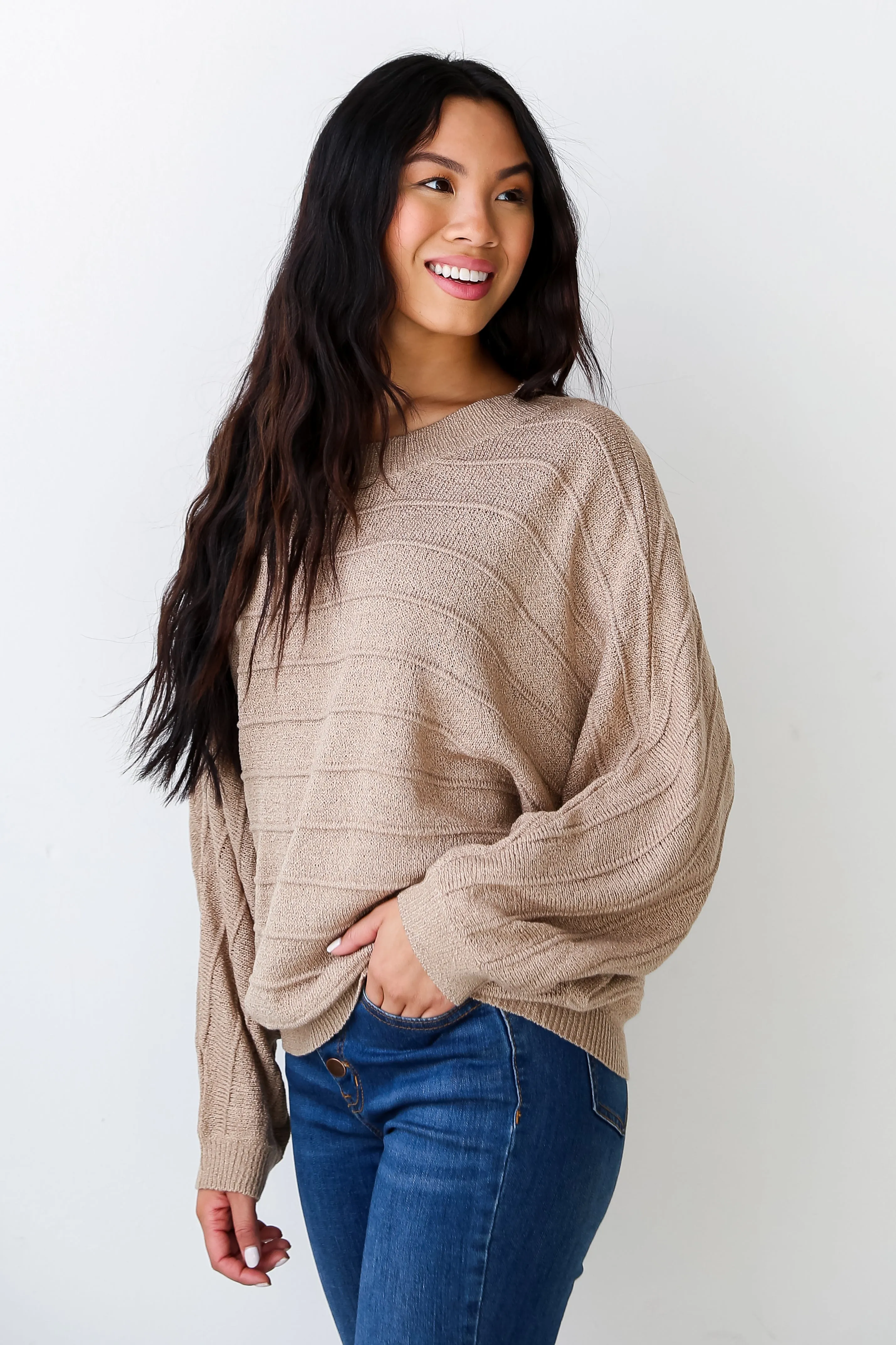 Seriously Cozy Taupe Lightweight Knit Oversized Sweater