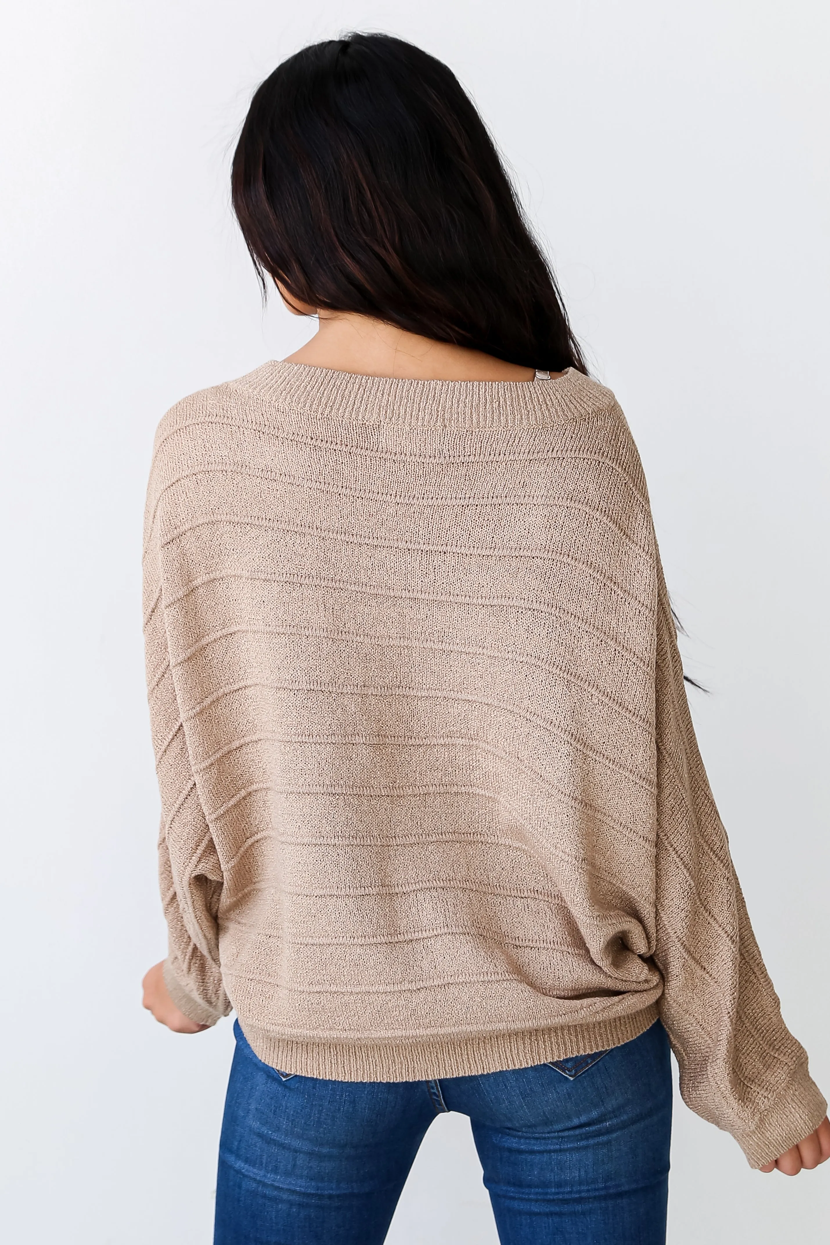 Seriously Cozy Taupe Lightweight Knit Oversized Sweater