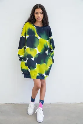 SHADE SWEATER OVERSIZED DRESS -Navy/Lime Green