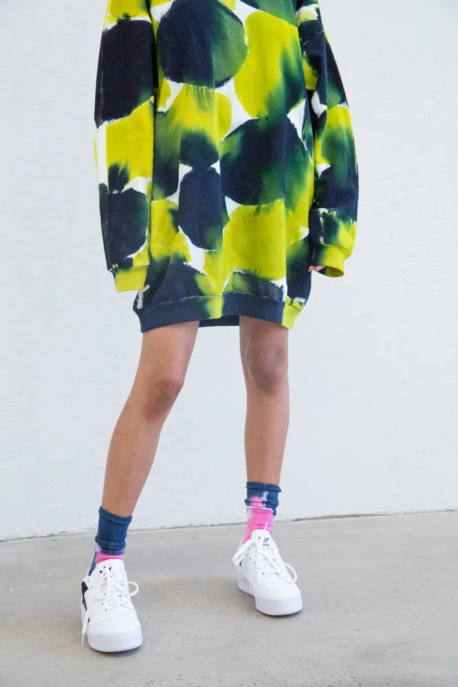 SHADE SWEATER OVERSIZED DRESS -Navy/Lime Green