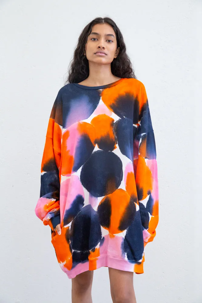 SHADE SWEATER OVERSIZED DRESS -Navy/Orange/Pink