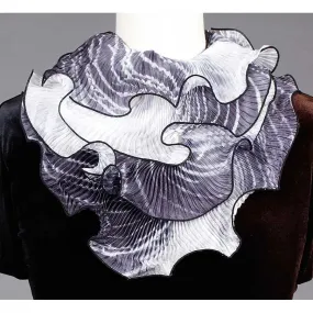 Shibori Silk Infinity Scarf SIA-501 in Black and White by Cathayana