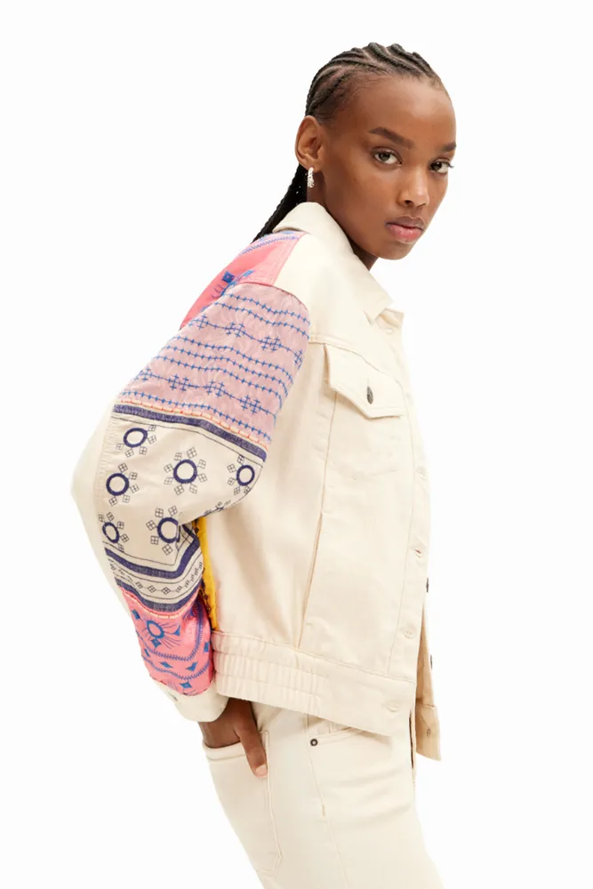 Short Embroidered Denim Jacket By Desigual