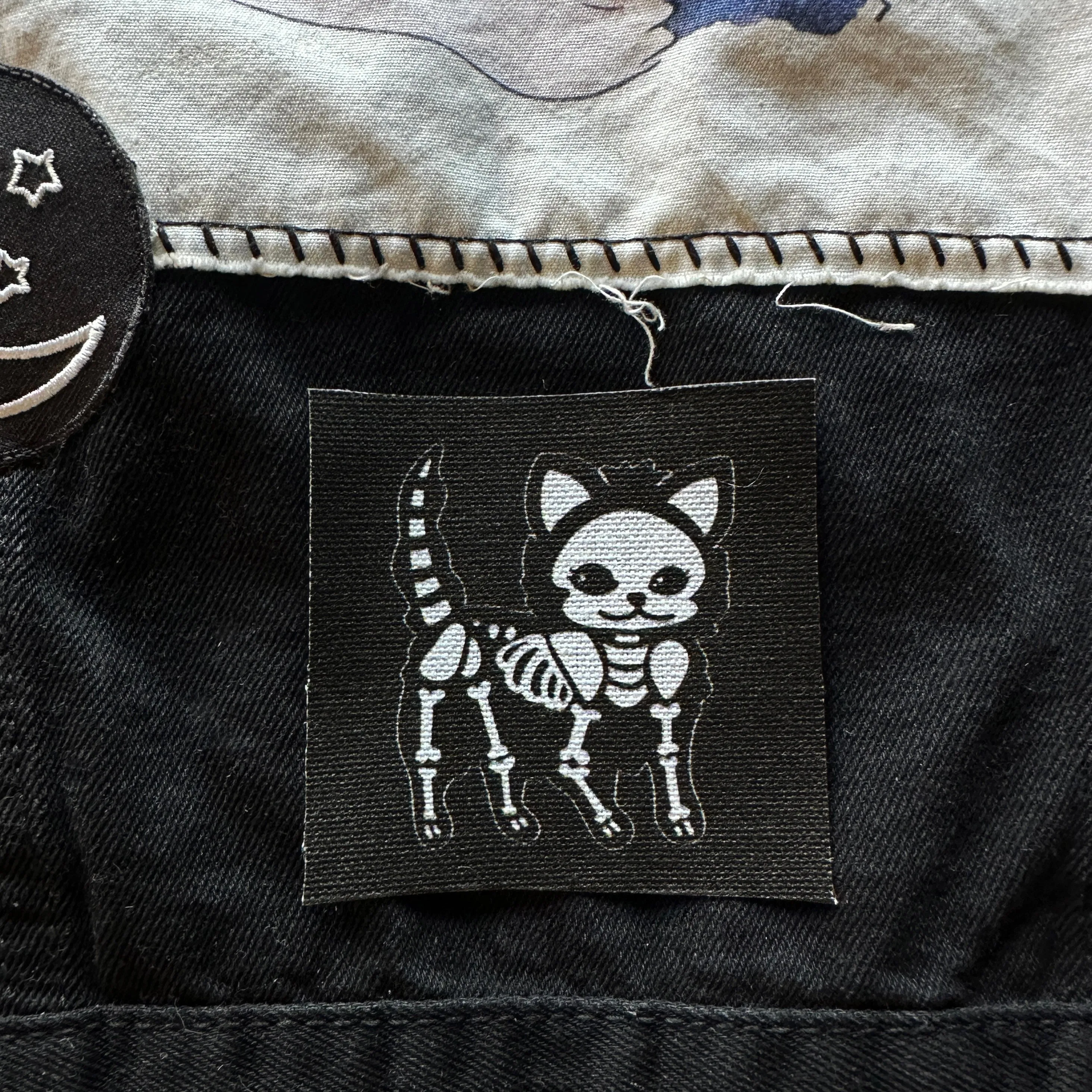 Skeleton Cat Fabric Patch