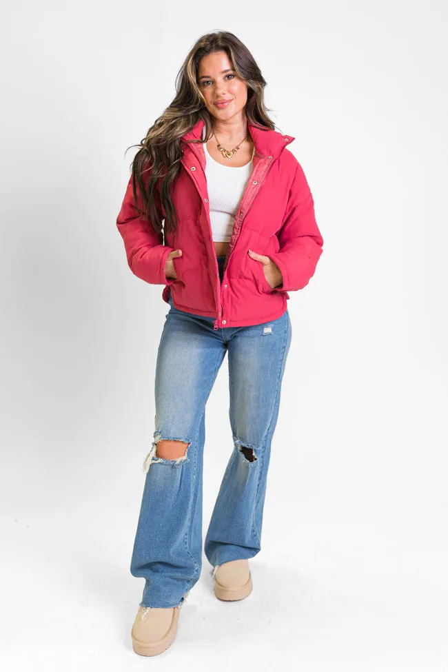 Snow Problem At All Magenta Puffer Jacket FINAL SALE