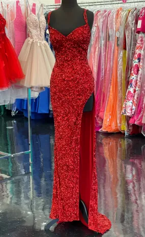 Sparkle Red Bodycon Sequined Long Prom Dresses