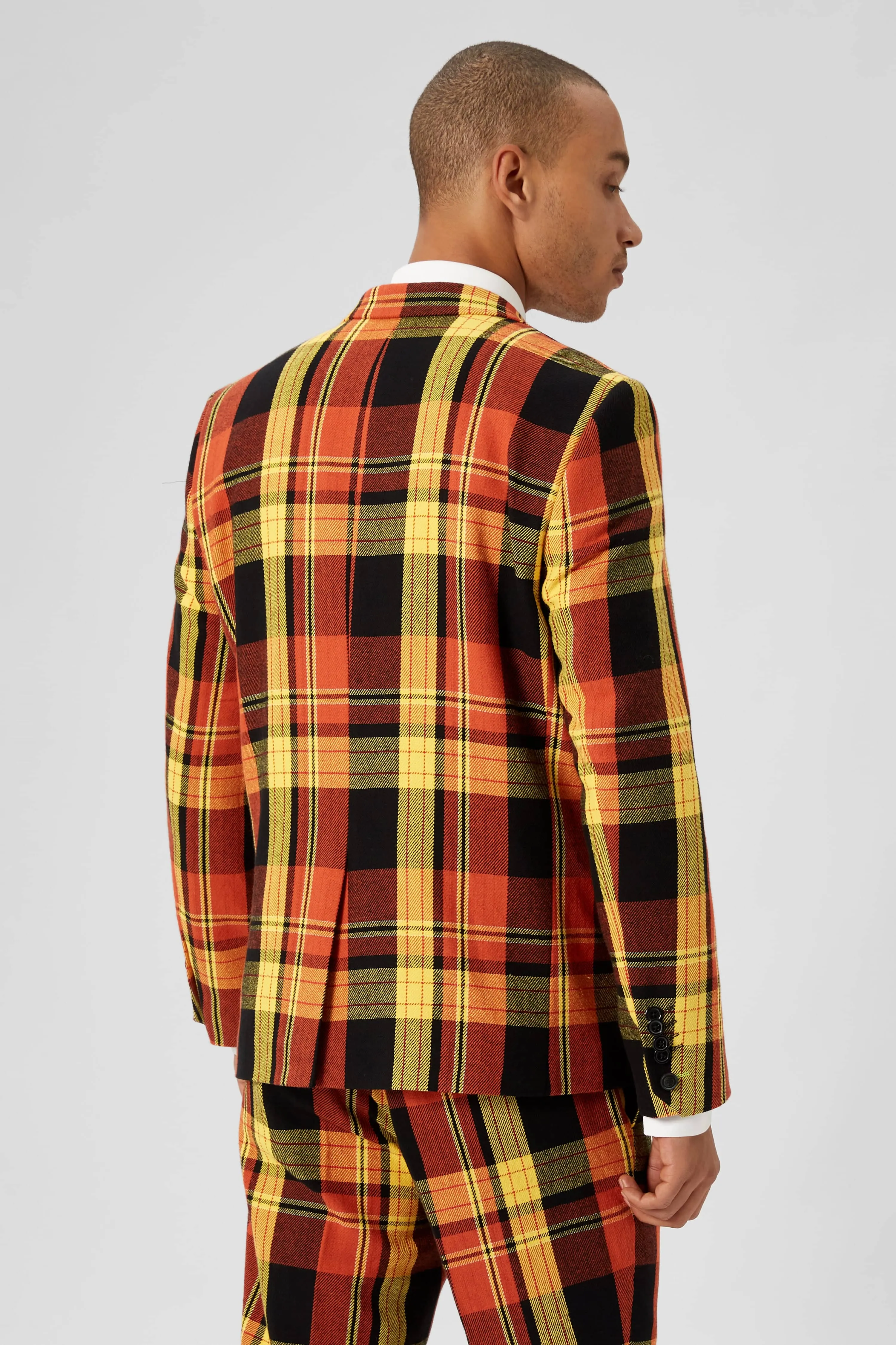 Spendolini Skinny Fit Orange Tartan Cotton Jacket