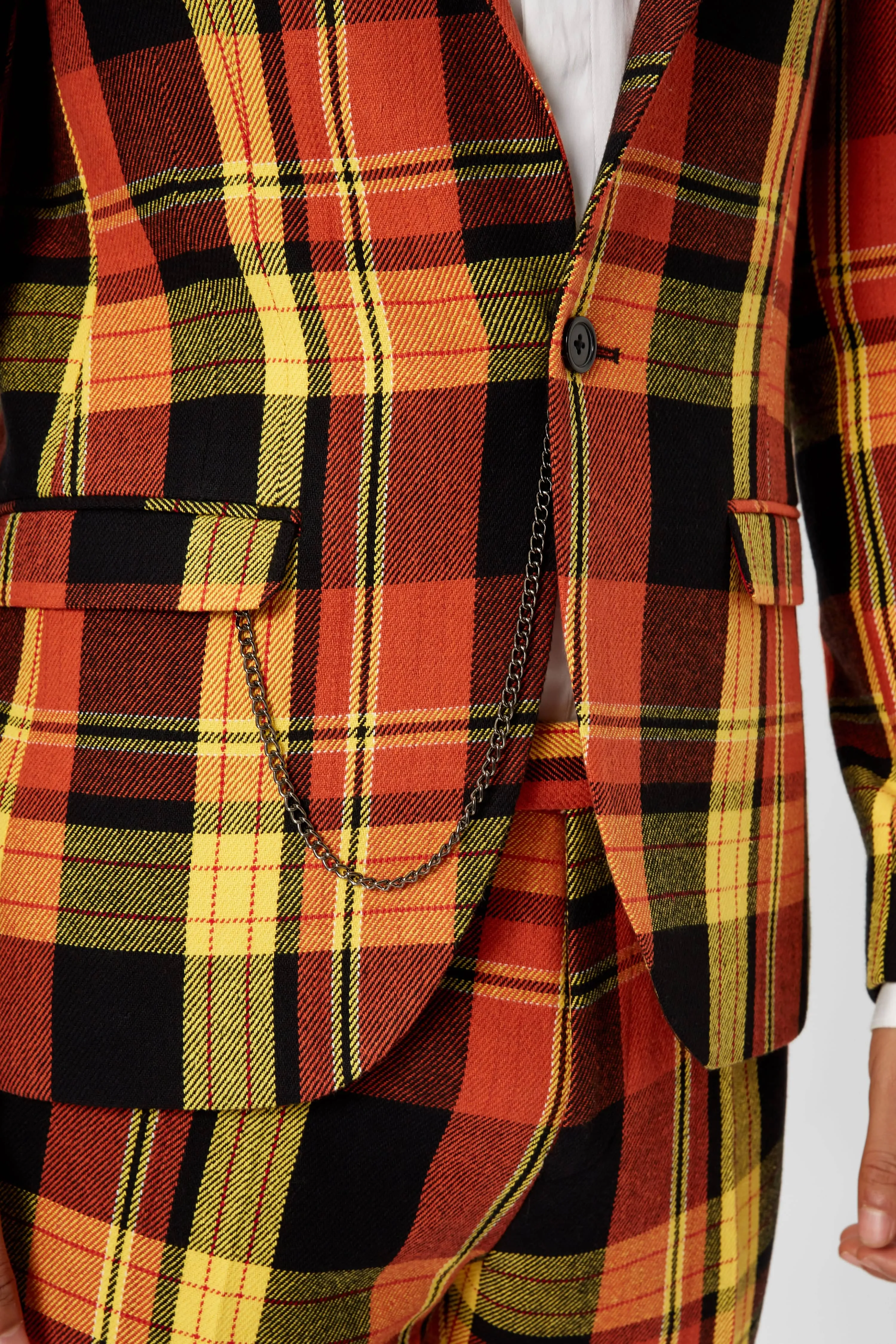 Spendolini Skinny Fit Orange Tartan Cotton Jacket