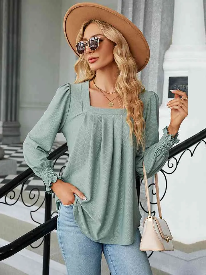 Square Neck Puff Sleeve Blouse