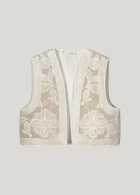 Summum Woman Short Velour Gilet - Ivory