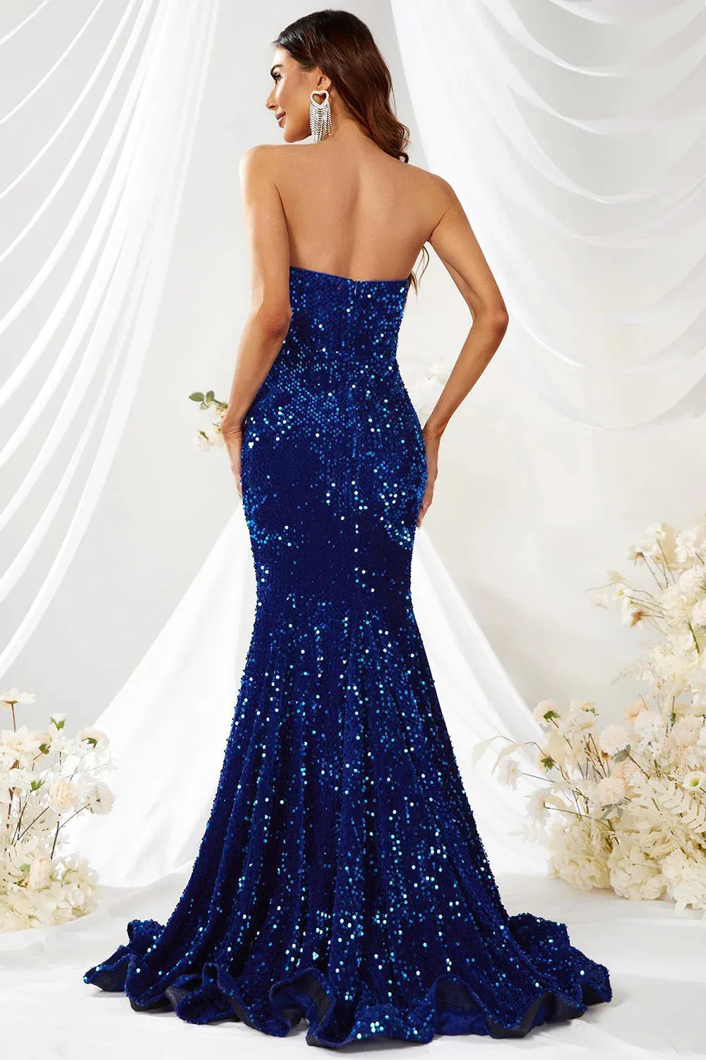 Sweetheart Sequin Royal Blue Prom Dress