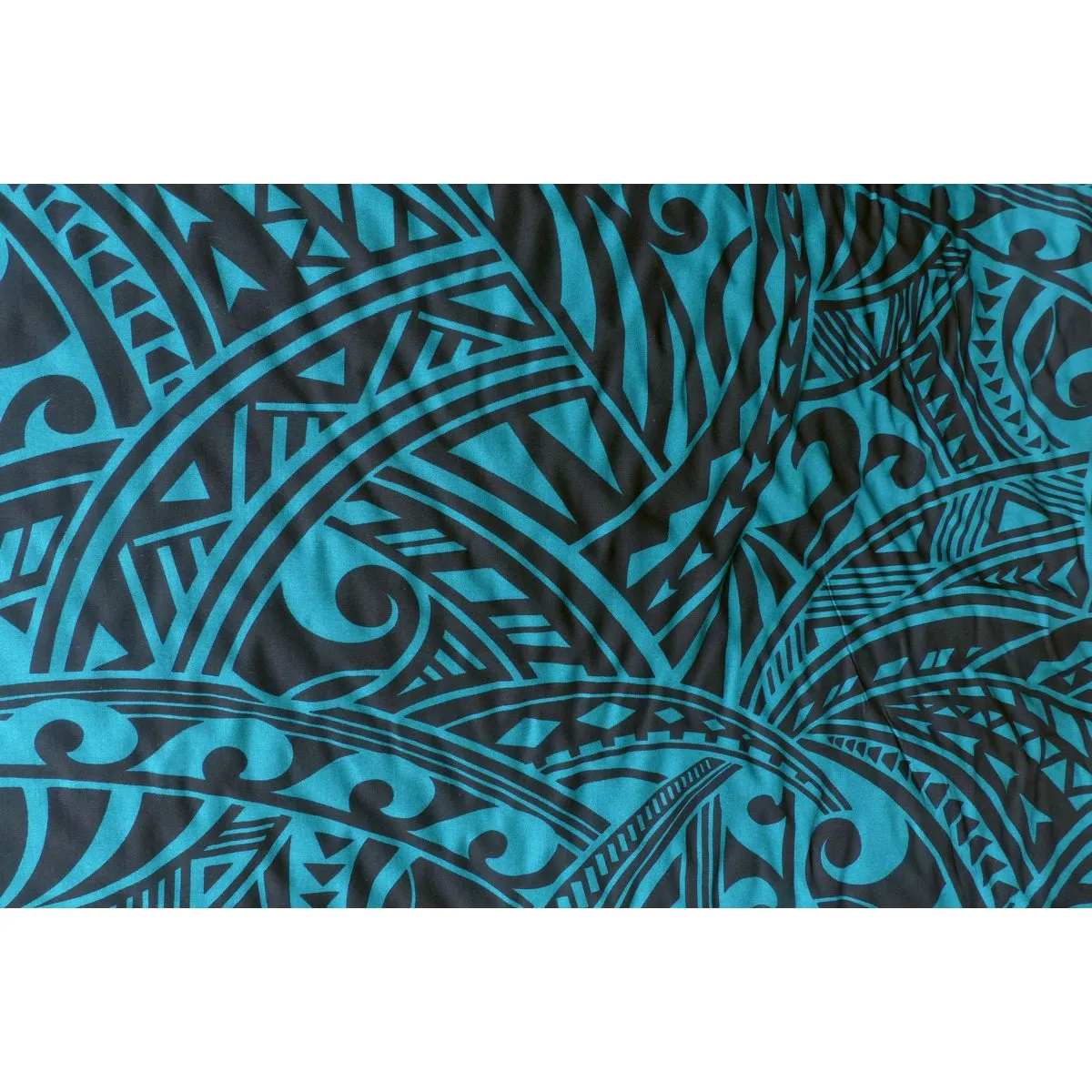 Tapa Print Teal Rayon Fabric