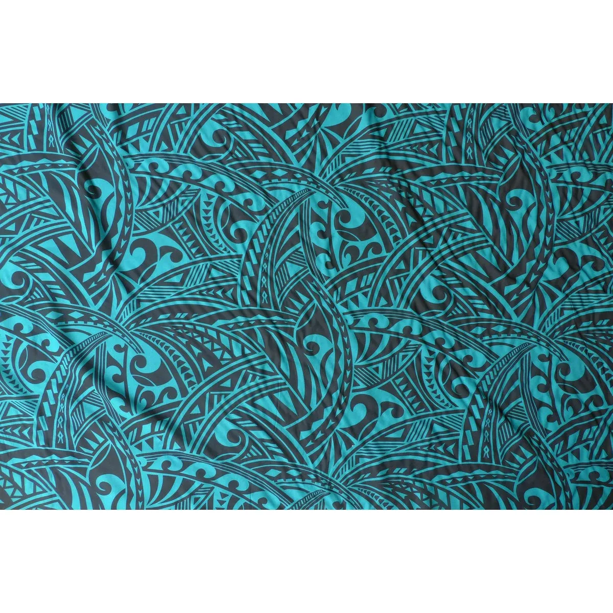 Tapa Print Teal Rayon Fabric