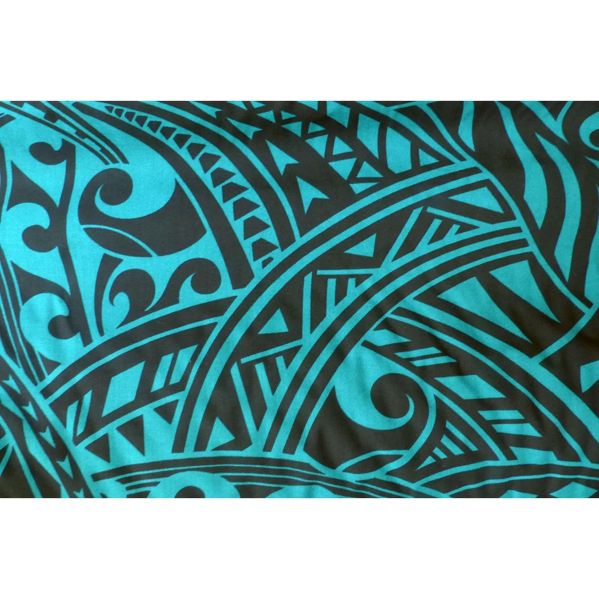 Tapa Print Teal Rayon Fabric