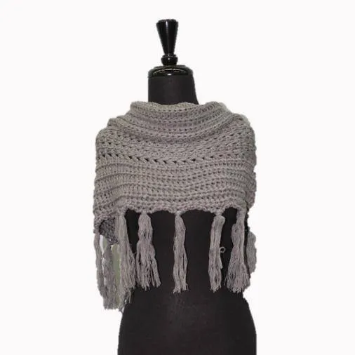 Tassel Infinity Scarf - Grey