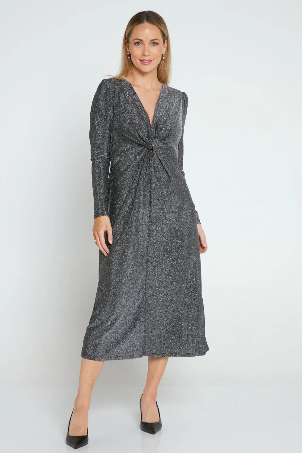 Taylor Lurex Dress - Steel