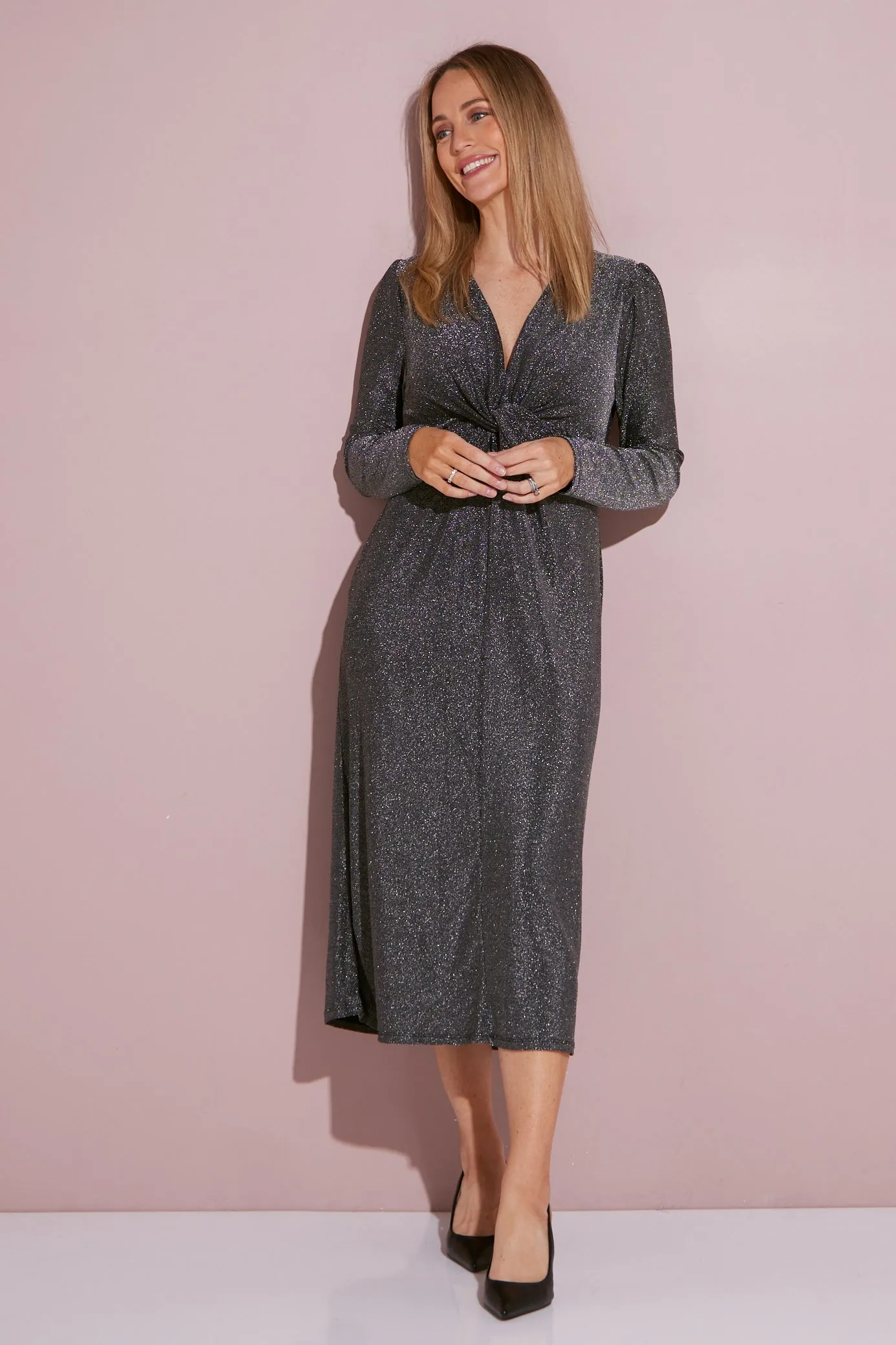 Taylor Lurex Dress - Steel