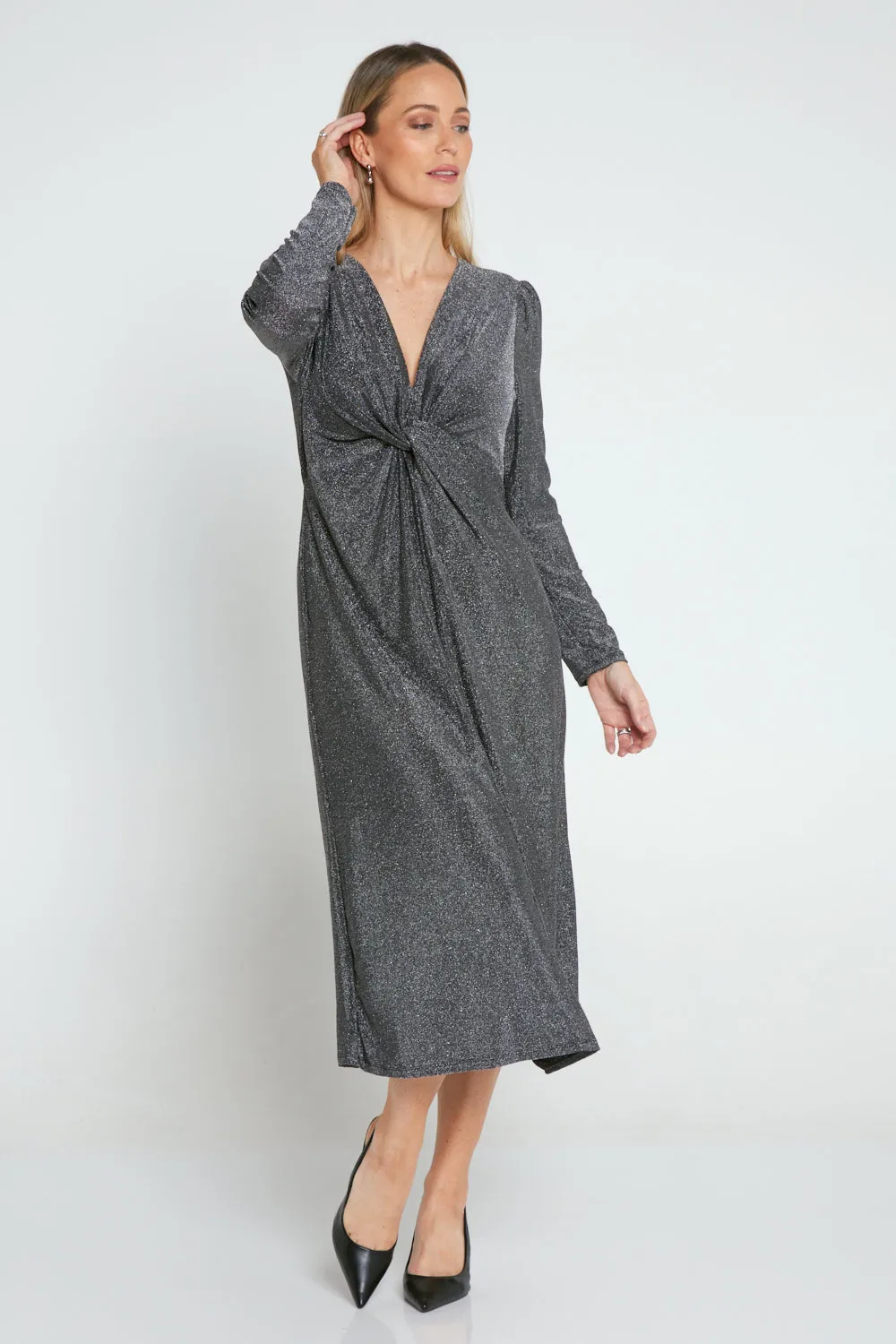 Taylor Lurex Dress - Steel