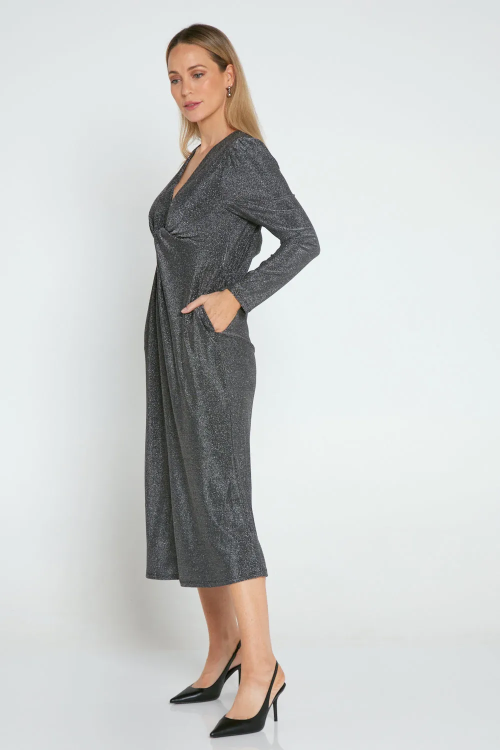 Taylor Lurex Dress - Steel