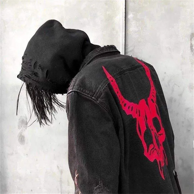 Techwear Punk Black Denim Jacket