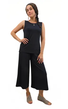 Tencel Xtra Wide 25" Long Capri Pant - Black