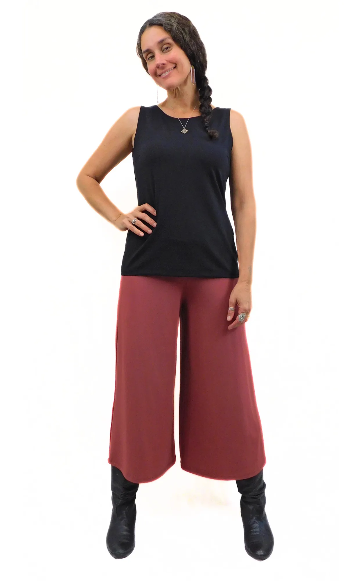 Tencel Xtra Wide 25" Long Capri Pant - Marsala