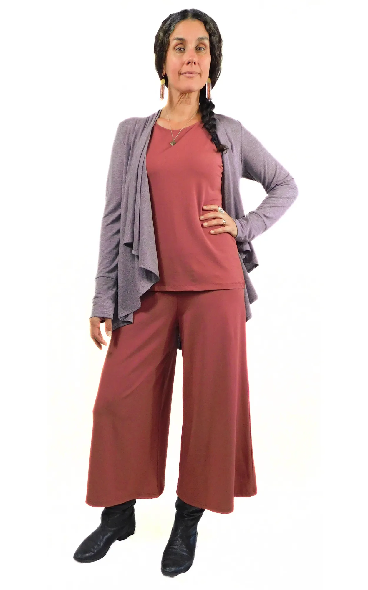 Tencel Xtra Wide 25" Long Capri Pant - Marsala