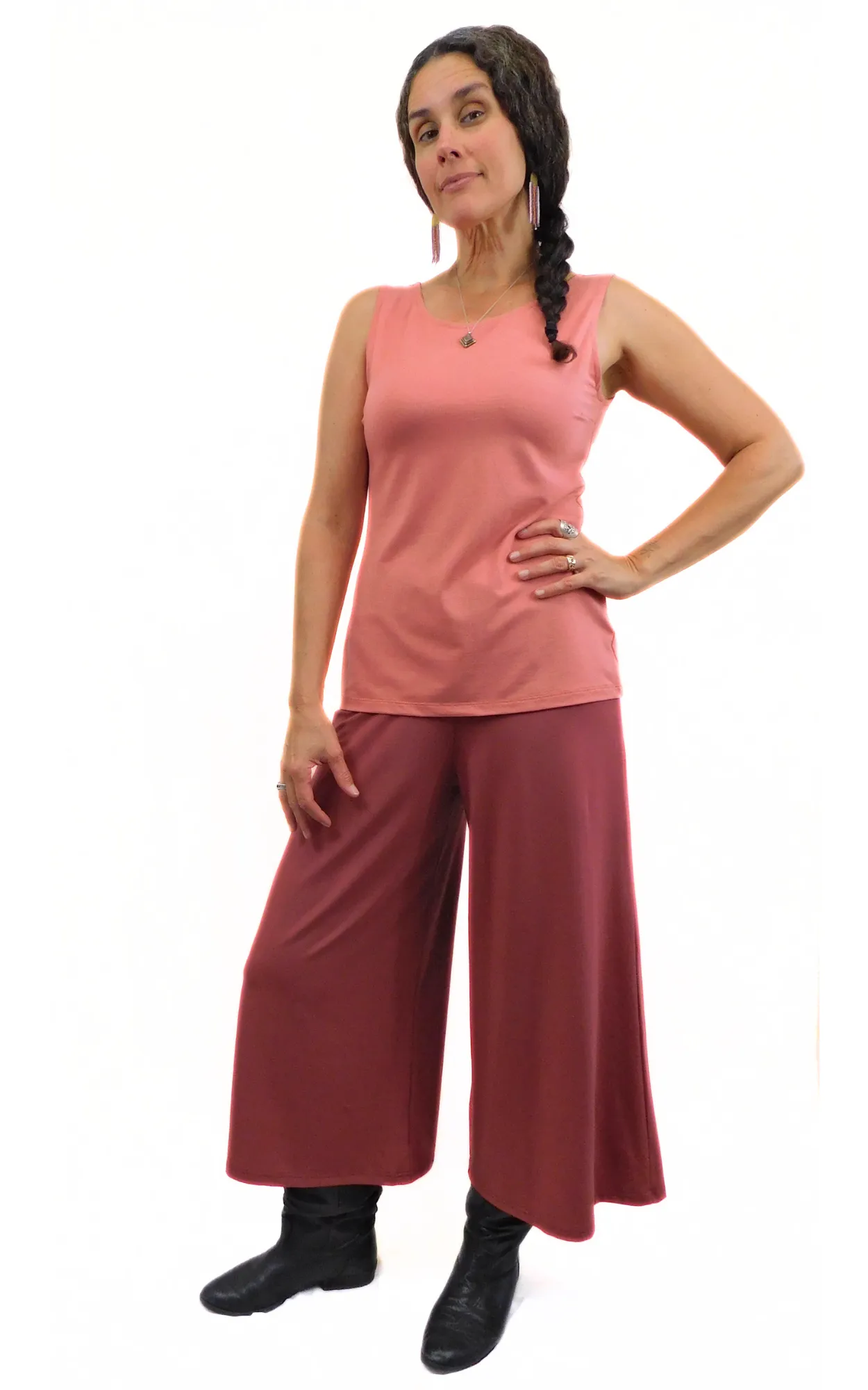 Tencel Xtra Wide 25" Long Capri Pant - Marsala