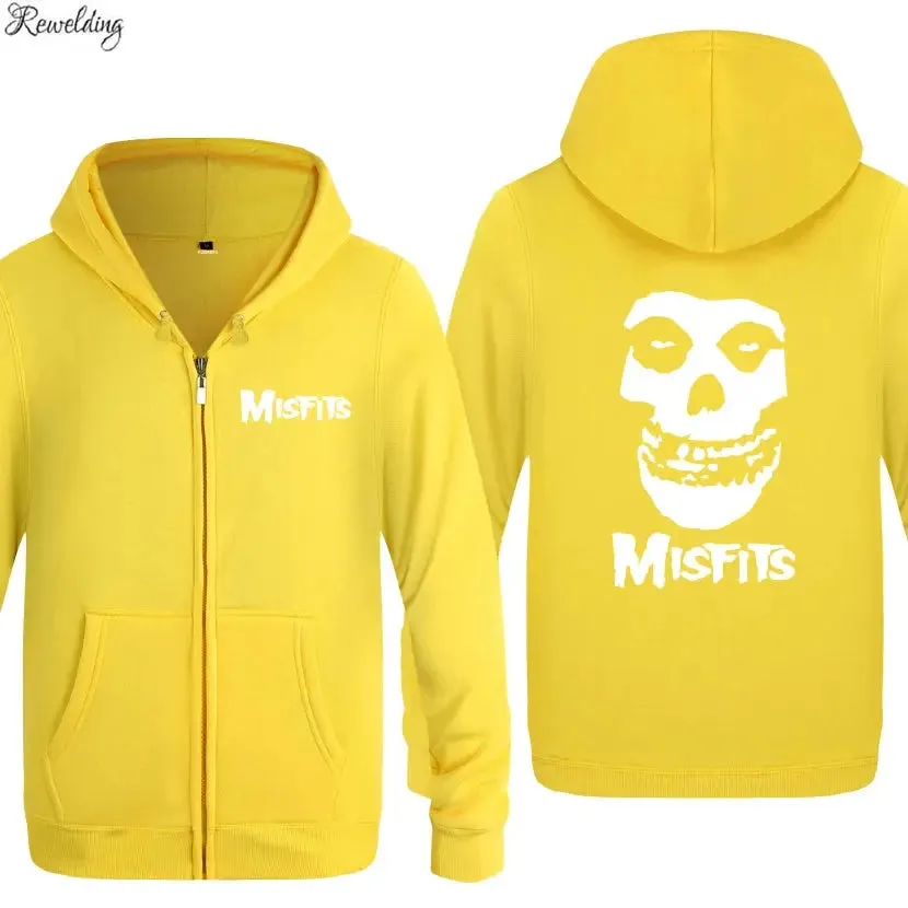 The MISFITS Punk Rock Music Hoodie Sweatshirts Men Fashion Mens Zipper Jackets Hooded Fleece Hoodies Cardigans Coat