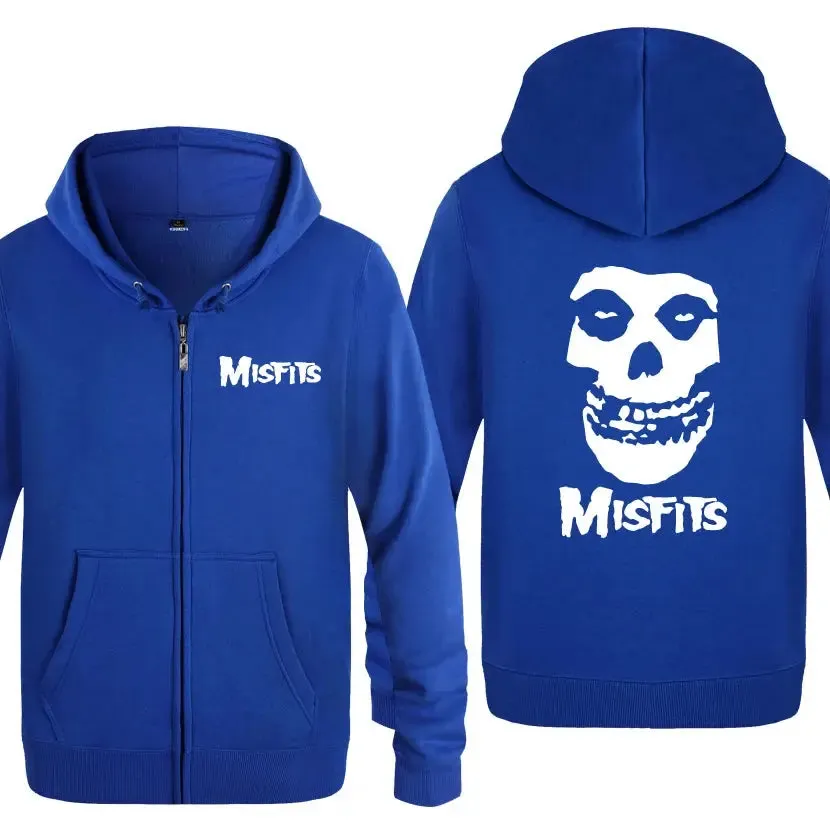 The MISFITS Punk Rock Music Hoodie Sweatshirts Men Fashion Mens Zipper Jackets Hooded Fleece Hoodies Cardigans Coat