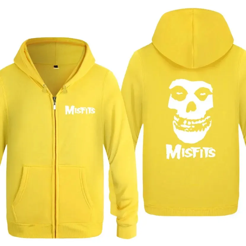 The MISFITS Punk Rock Music Hoodie Sweatshirts Men Fashion Mens Zipper Jackets Hooded Fleece Hoodies Cardigans Coat