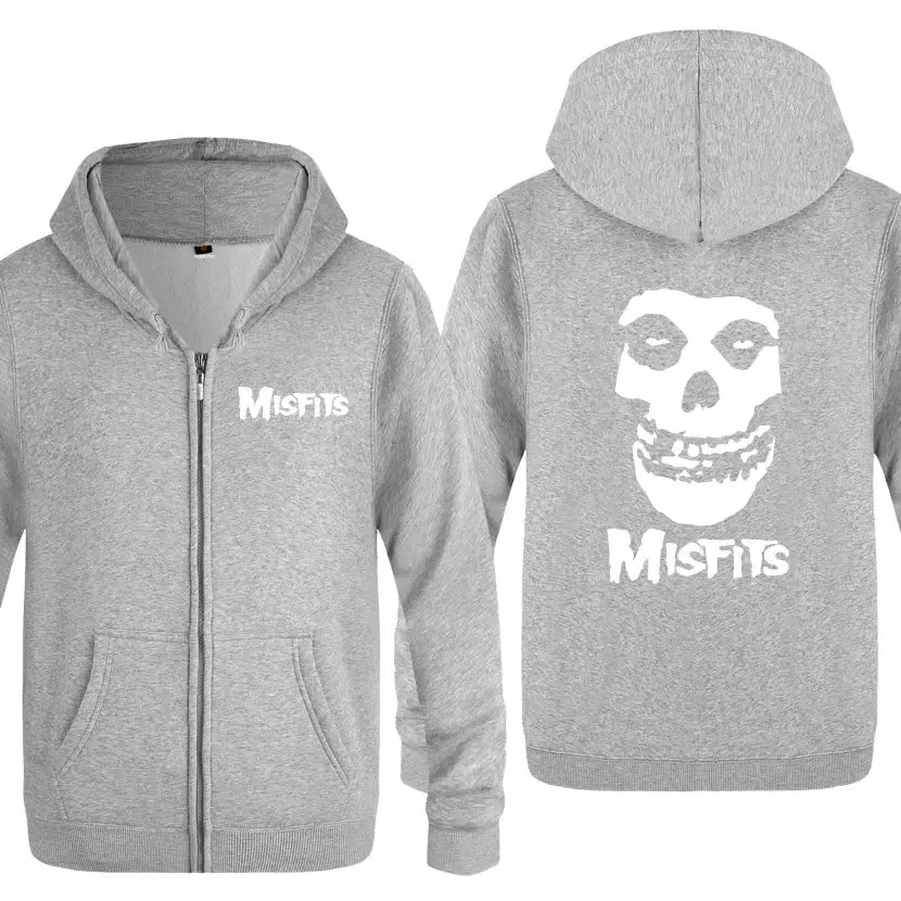 The MISFITS Punk Rock Music Hoodie Sweatshirts Men Fashion Mens Zipper Jackets Hooded Fleece Hoodies Cardigans Coat