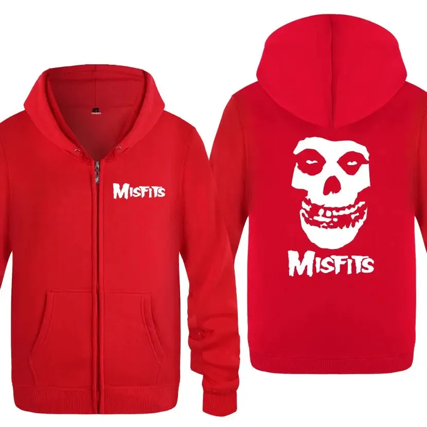 The MISFITS Punk Rock Music Hoodie Sweatshirts Men Fashion Mens Zipper Jackets Hooded Fleece Hoodies Cardigans Coat