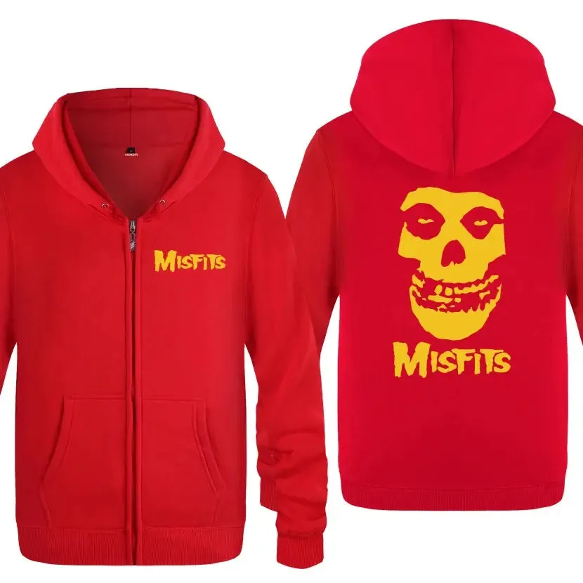 The MISFITS Punk Rock Music Hoodie Sweatshirts Men Fashion Mens Zipper Jackets Hooded Fleece Hoodies Cardigans Coat