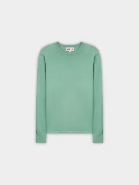 THIN KNIT CREW SWEATER-SAGE