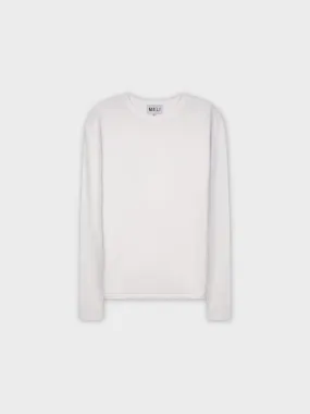 THIN KNIT CREW SWEATER-WHITE