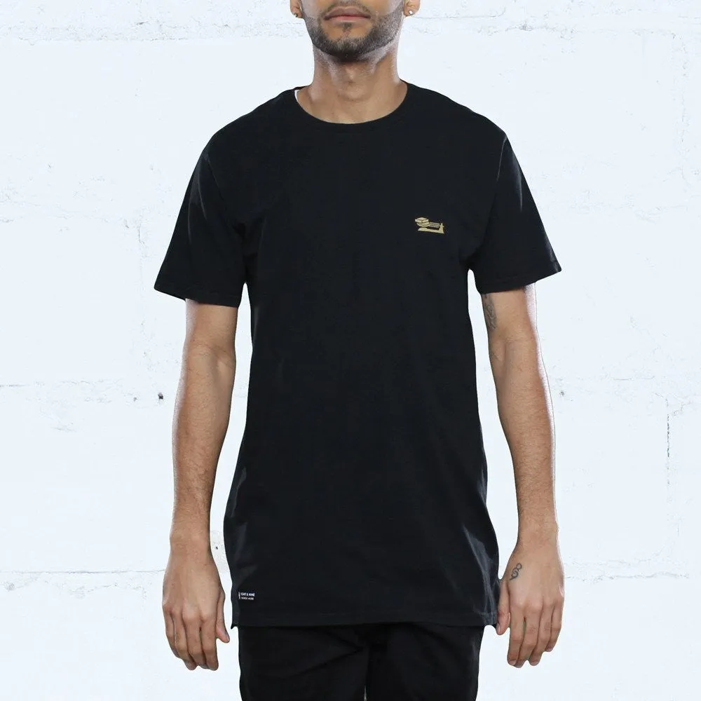 Triple Beam Long Line T-Shirt Black