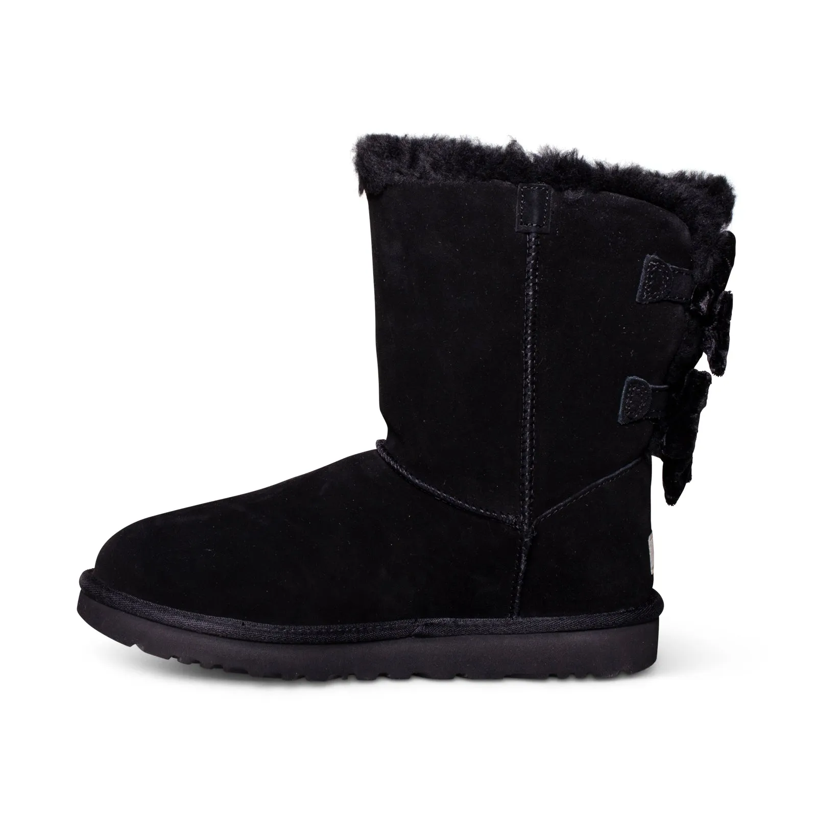 UGG Bailey Bow Crushed Velvet Black Boots - Women's