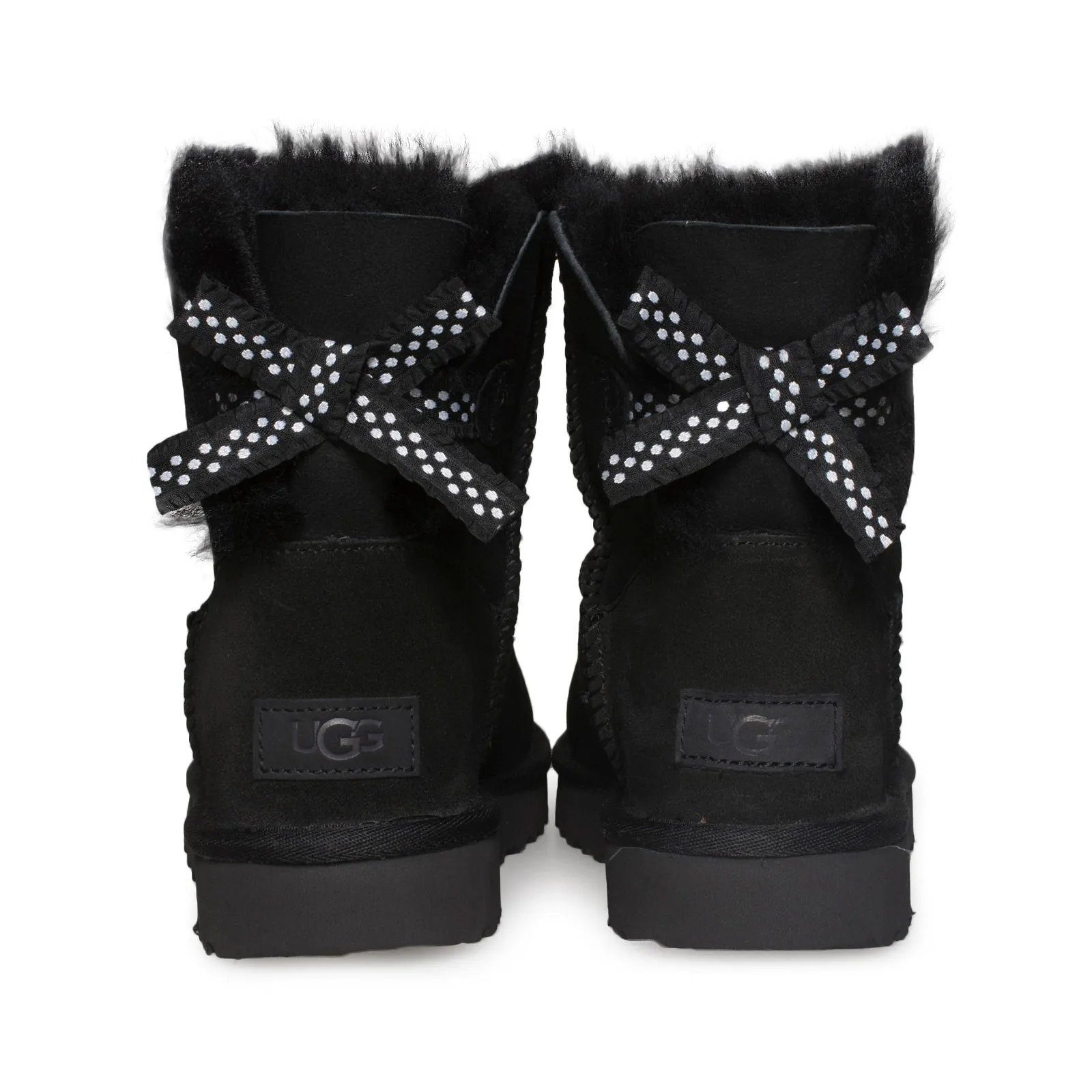 UGG Mini Bailey Bow II Ruffled Black Boots - Women's