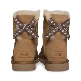 UGG Mini Bailey Bow II Ruffled Chestnut Boots - Women's