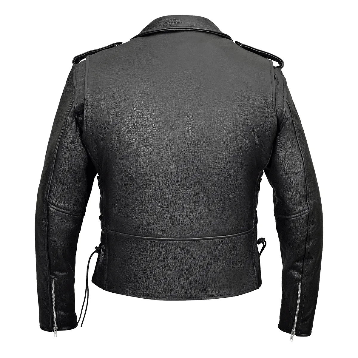 Vance Leather VL515S Men's Basic Classic Motorcycle Jacket W/Lace Sides and Zip Out Liner