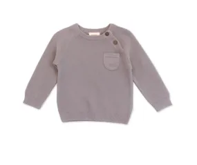 Viverano Organic Knit Cotton Milan Raglan Pullover Sweater - Grey