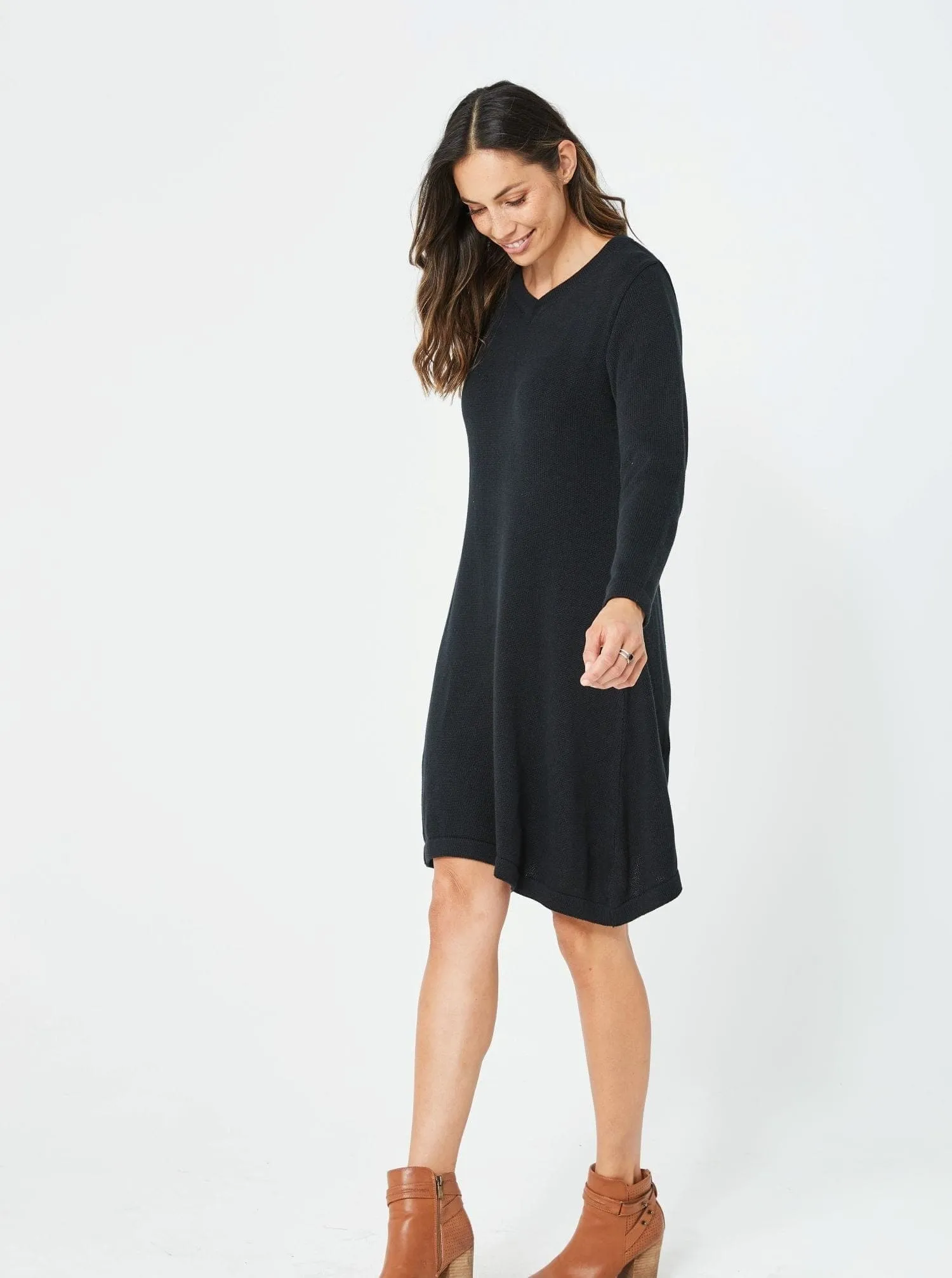 Woman Winter Knitwear Dress Black Warm Dress Casual Knitwear - Natasha Dress